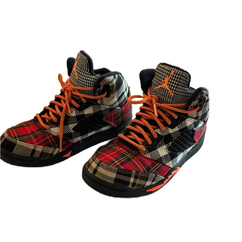 Nike Air Jordan  5 Retro Plaid Kids's High Top Sneakers Size 3Y